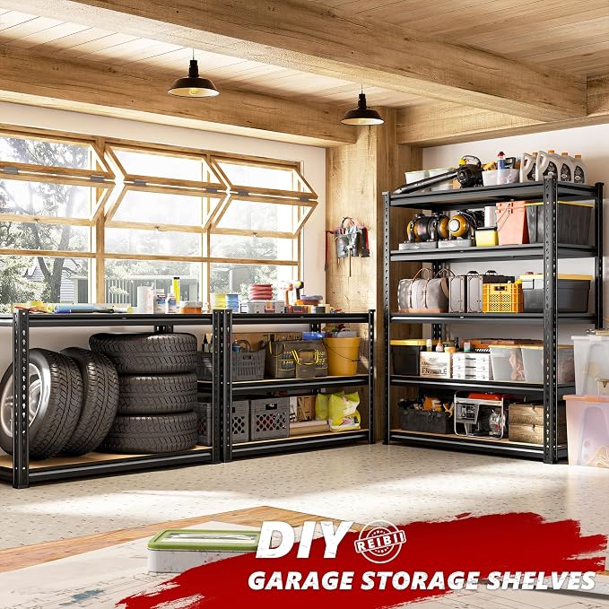 REIBII 2400LBS Storage Shelves 5 Tier Garage Shelving Heavy Duty Adjustable - Image 5