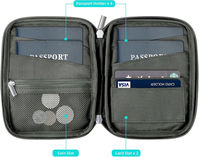 WALNEW Passport Holder Family for 4, RFID Blocking Travel Wallet Women Men - Image 3