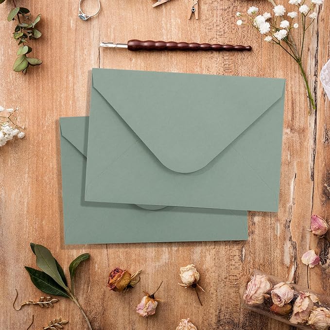 Sage Green Envelopes 4 x 6 Inch, 50 Pack, A4 Size Blank 4 1/4” X 6 1/4” - Image 5