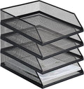 Hicarer 4 Pcs Black Metal Letter Tray Stackable Desk Tray Single Wire Mesh by Hicarer
