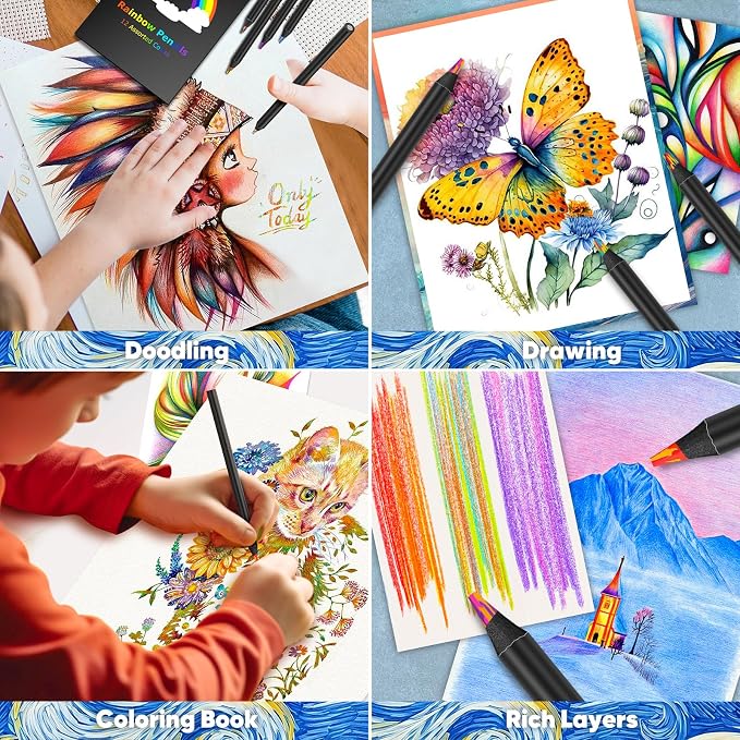 Hapikalor Art Supplies 12 Rainbow Colored Pencils, Teen Girl Boys Gifts Trendy - Image 6