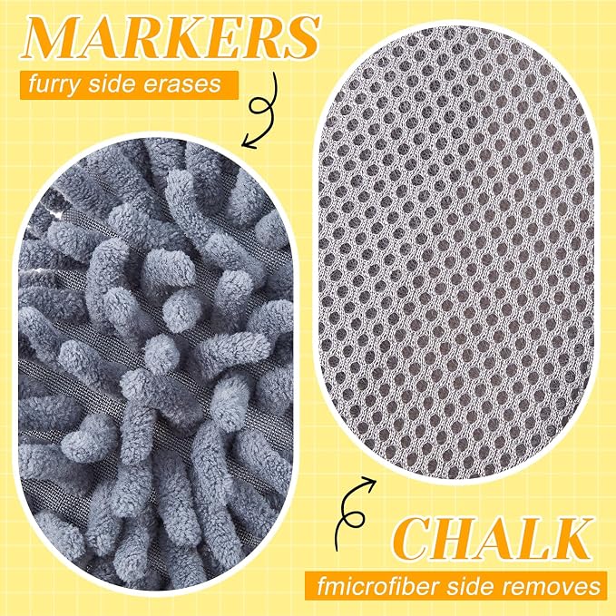 Zonon 4 Pieces Dry Erase Eraser Microfiber Shag Washable Whiteboard Eraser - Image 3