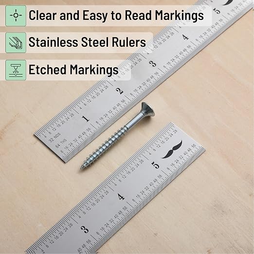 Mr. Pen- Machinist Ruler, 6 Inch, 2 Pack, Stainless Steel Imperial | Precision - Image 3