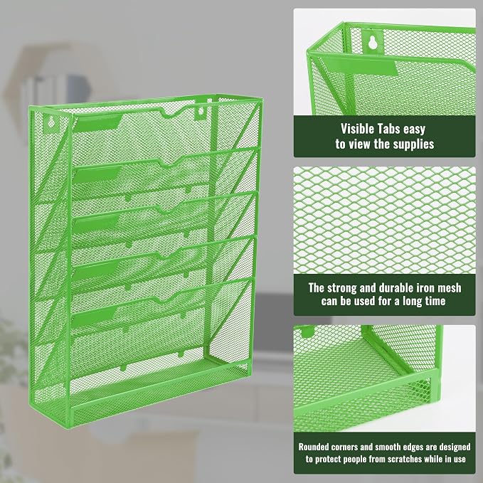 EASEPRES 6 Tier Mesh Hanging Wall File Organizer, Desk Vertical Mail Paper - Image 4