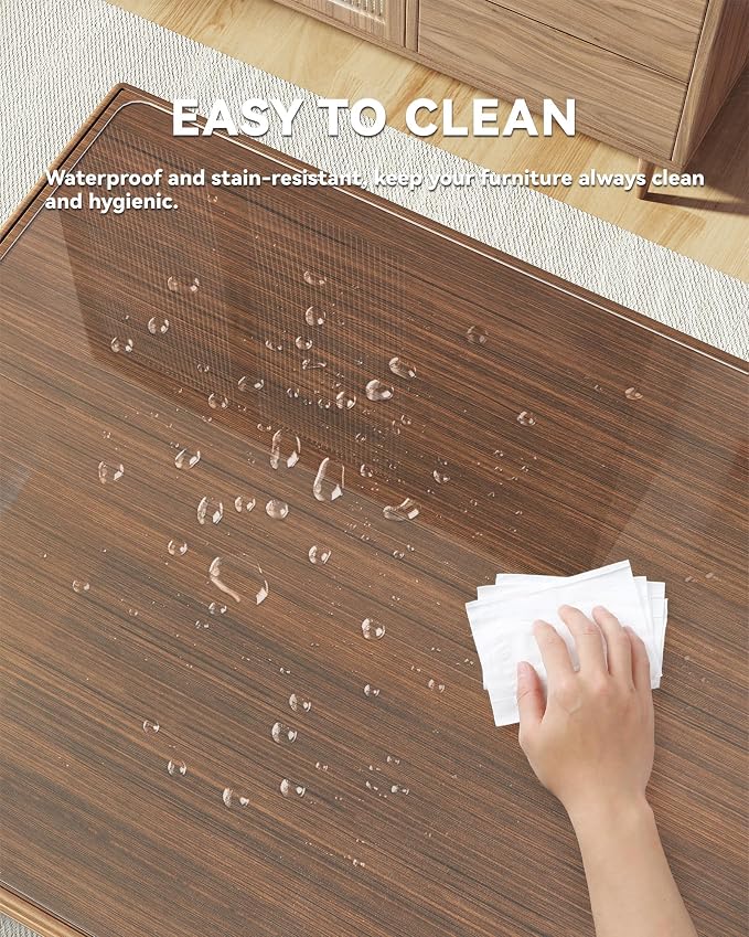 Oterri Clear Writing Desk Pad, 16’’x30” Heat Resistant Waterproof PVC Round - Image 4