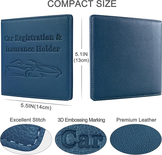 Car Registration and Insurance Holder, Premium PU Leather Vehicle Glove Box Car - Image 5