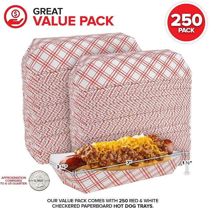 Checkered Food Trays 250 Pack Retro Red & White Grease Resistant Recyclable - Image 2