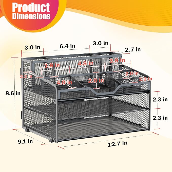 Docnest 3 Tier Mesh Desk Organizer - Image 3