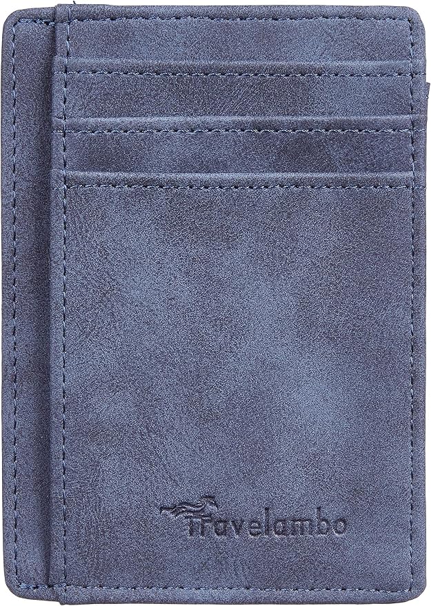 Travelambo Slim Wallet Front Pocket Minimalist Leather RFID Blocking Medium Size - Image 4