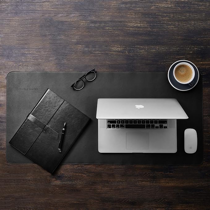 Gallaway Leather Desk Mat, Office Writing Desk Pad, Large 36" x 17" Black - Image 3
