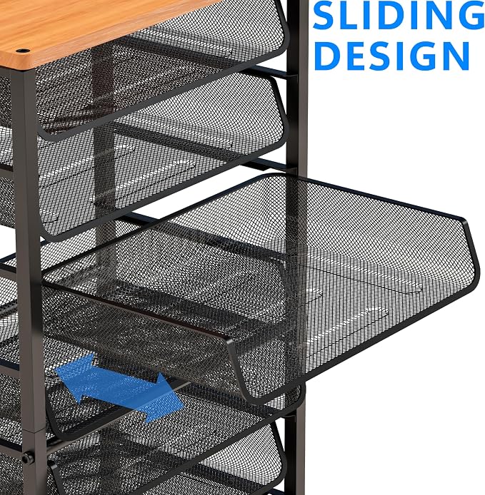 Simple Trending 12-Tier Rolling File Cart, Desk File Organizer - Image 5
