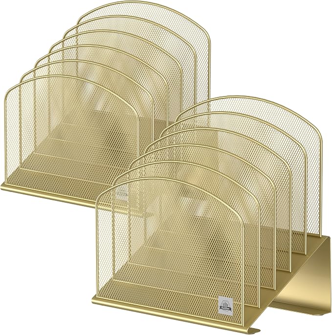 Delifox Inclined Desk File Organizer, Vertical File Folder Holder Stand Metal by Delifox