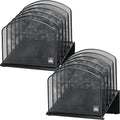 Delifox 2 Pack Inclined Desk File Organizer, 5 Slot Desktop File Folder Holder by Delifox