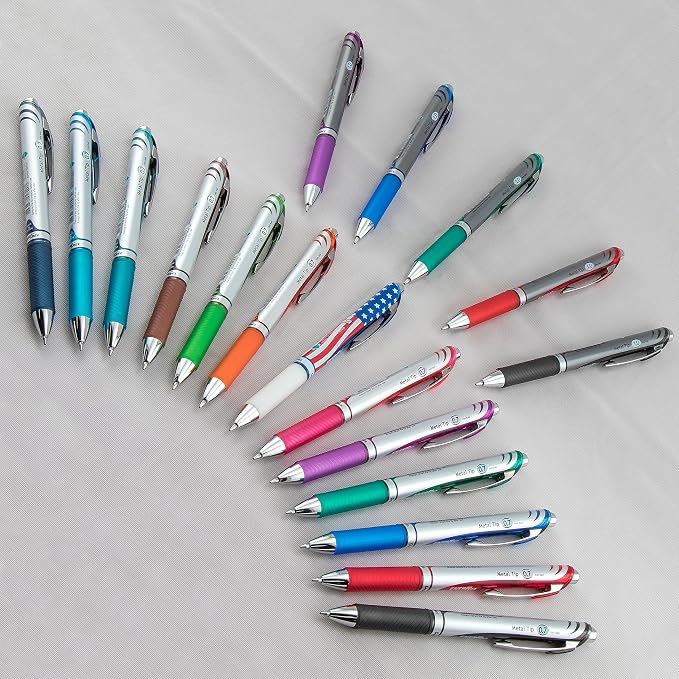Pentel Pink BCA EnerGel Retractable Liquid Gel Pen, Medium Line, Metal Tip - Image 2