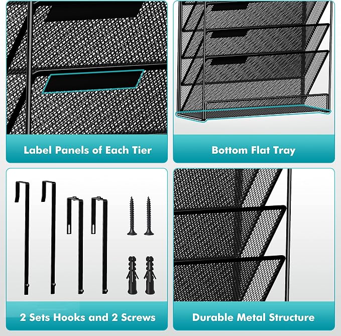 Delifox 7-Compartment Wall Mounted Hanging File Organizer Cubicle Wall File - Image 3