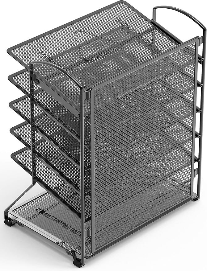 Simple Houseware 6-Tier Sliding File Organizer, Desk Letter Tray - Image 4
