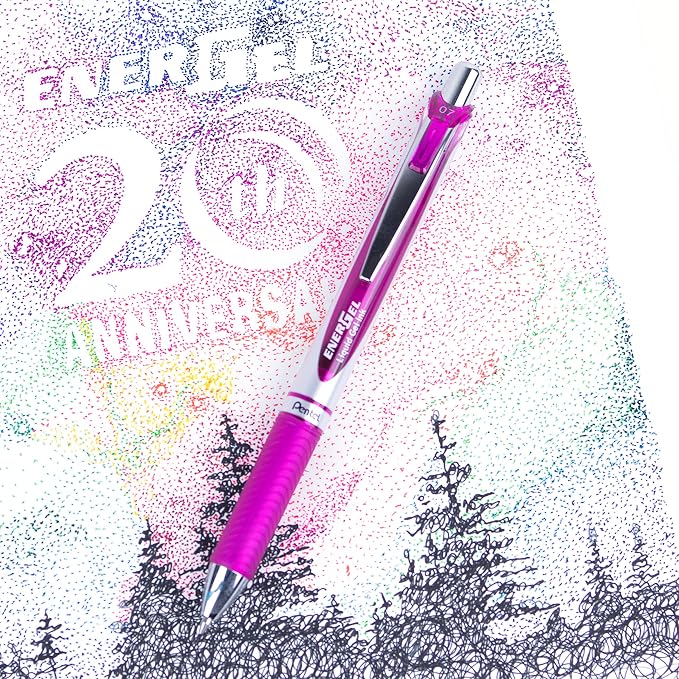 Pentel EnerGel RTX Retractable Liquid Gel Ink Pen, Medium line, Magenta Ink - Image 8