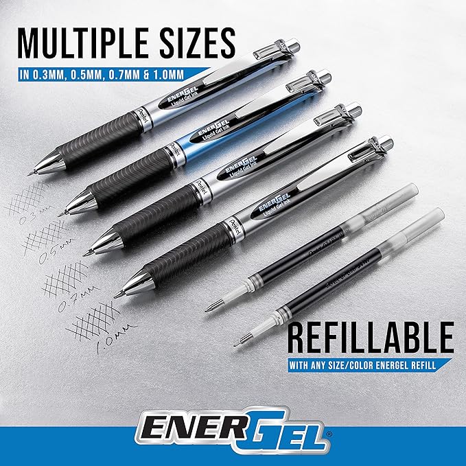 Pentel EnerGel RTX Retractable Liquid Gel Pen, Medium Line, Metal Tip - Image 5