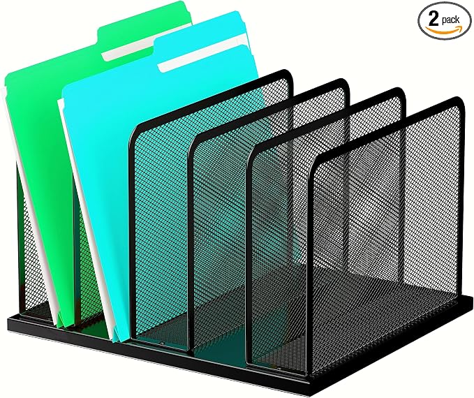 Kuntine.B Desk File Organizer Upright Mesh Desktop Organizer File Sorter Office by KuntineB